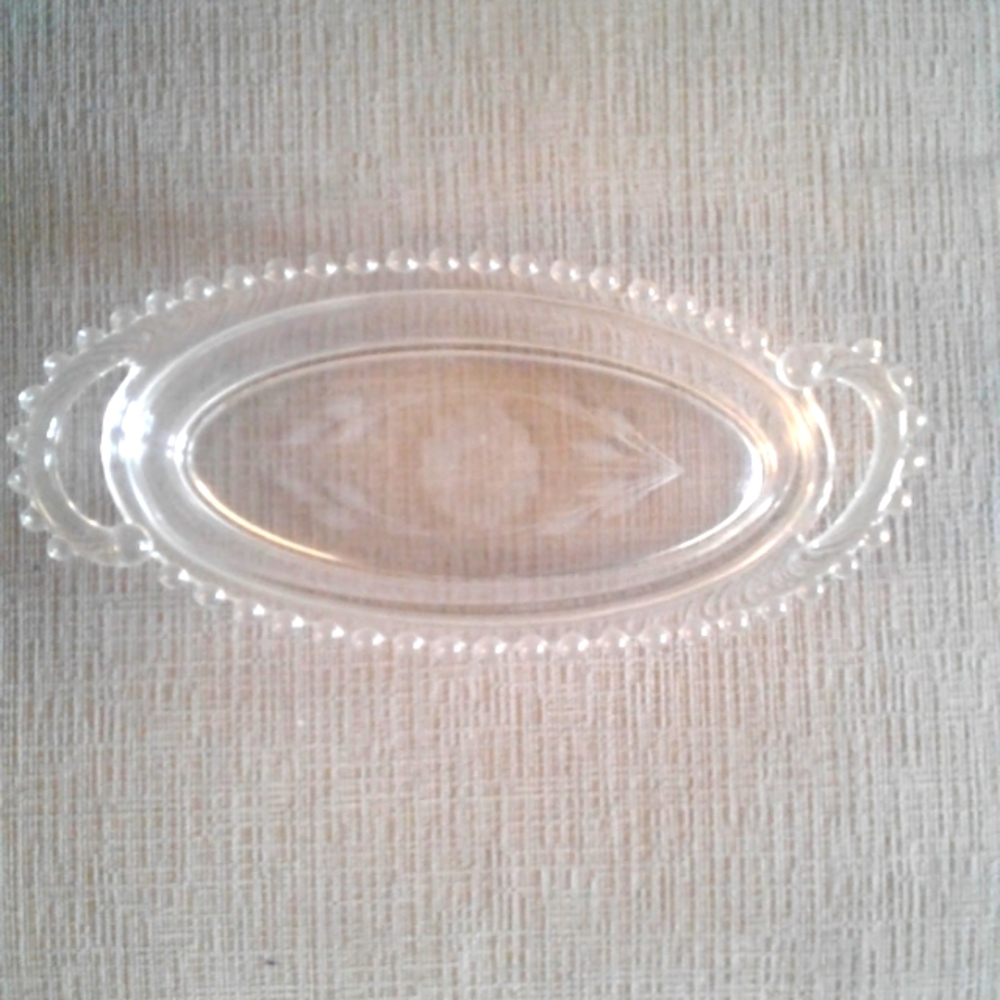 Vintage W.J. Hughes Etched Glass Cornflower Serving Dish, Candlewick